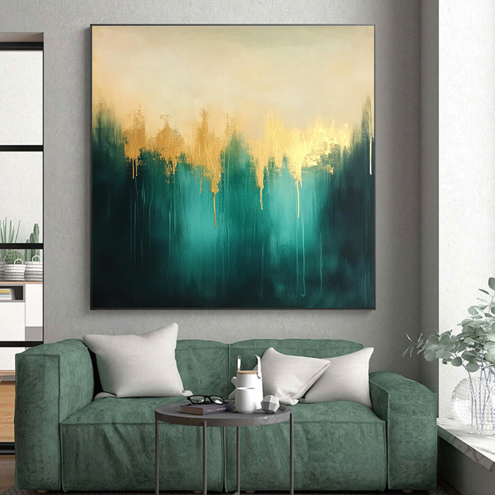 Blue Green Gold Abstract Painting with Ethereal Beauty WINK551