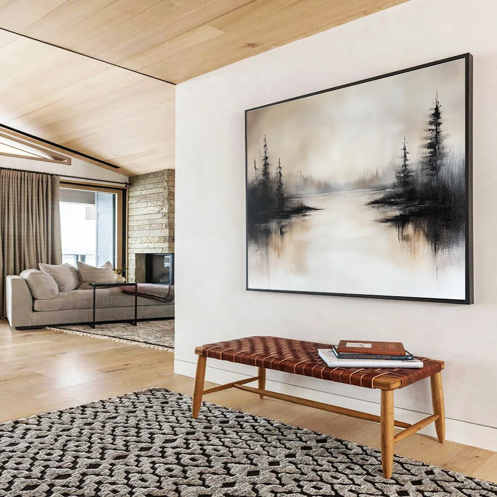 Misty Lake Abstract Landscape Painting ABS213