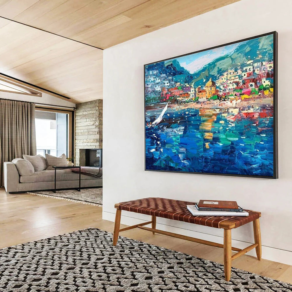 Colorful Coastal Abstract Painting for Nautical - Themed Bars YHT426