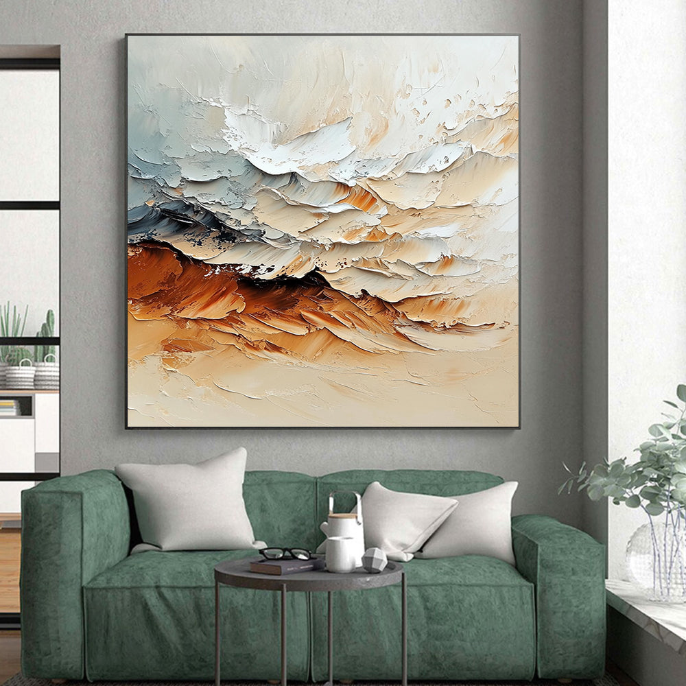 Beige Gray Brown Abstract Painting with Textured Serenity WINK477