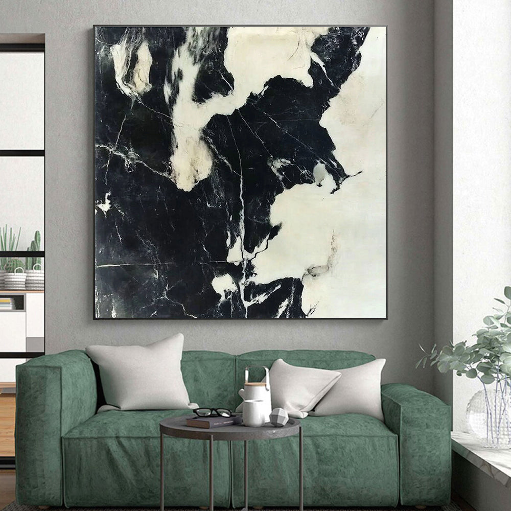 Black and White Marble - like Abstract Painting with Timeless Elegance WINK007