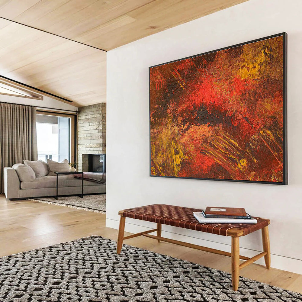 Warm Tones Abstract Textures Painting for Cozy Dining Areas YHT332