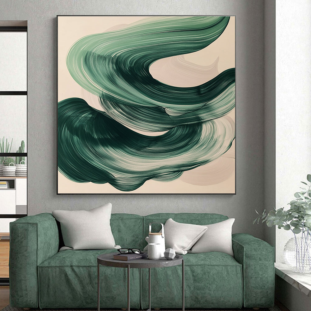 Green Wave Abstract Painting with Calming Rhythm WINK788