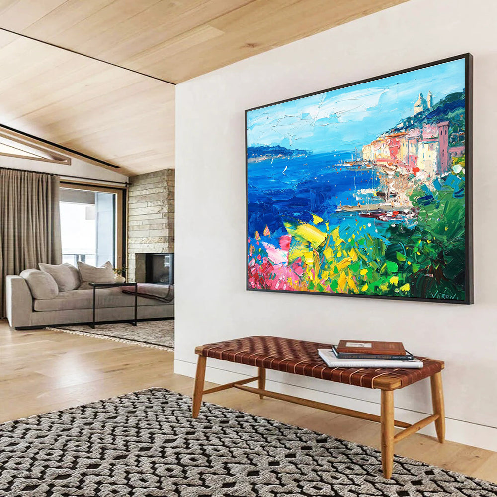 Harbor Town Abstract Painting for Nautical - Inspired Home Offices YHT486
