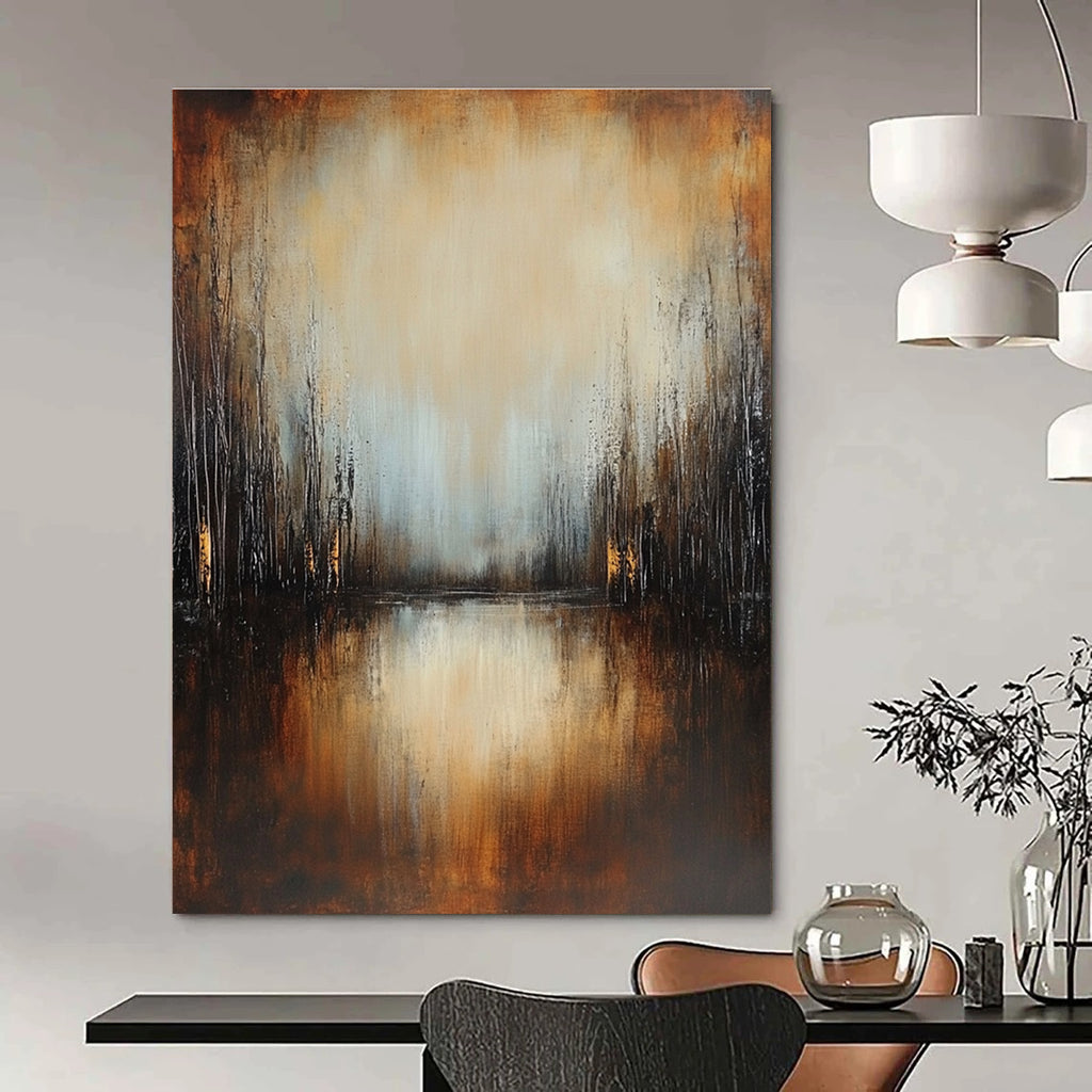 Forest Lake at Dusk - Mystical Landscape Abstract Painting GAB0581