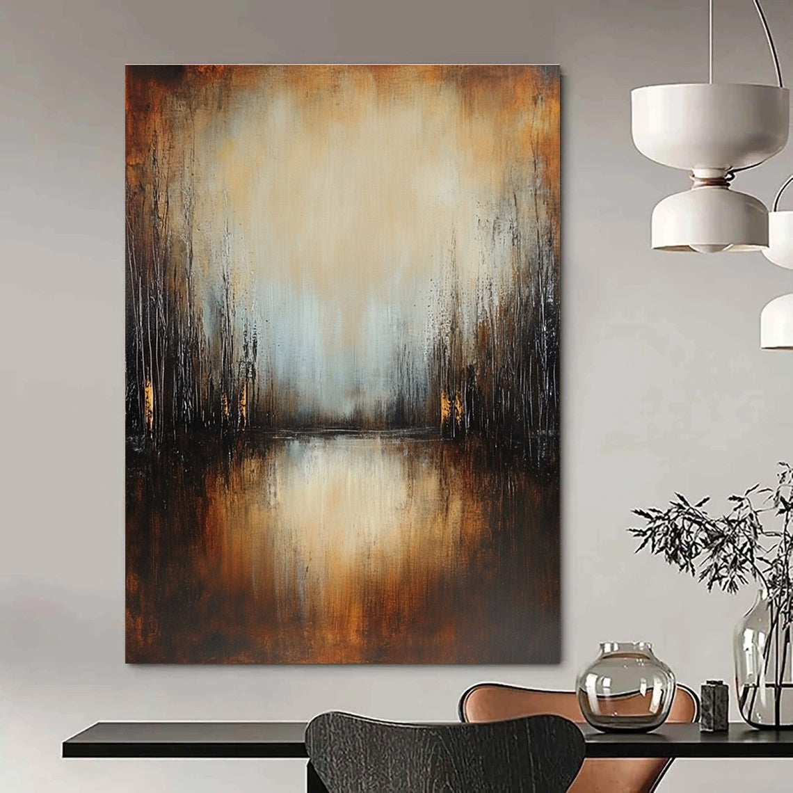 Forest Lake at Dusk - Mystical Landscape Abstract Painting GAB0581