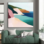 Minimalist Coastal Landscape Abstract Painting with Serene Geometry WINK273