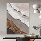 Layered Textile - Like Abstract in Neutral Tones Painting for Eclectic Interiors HENG344