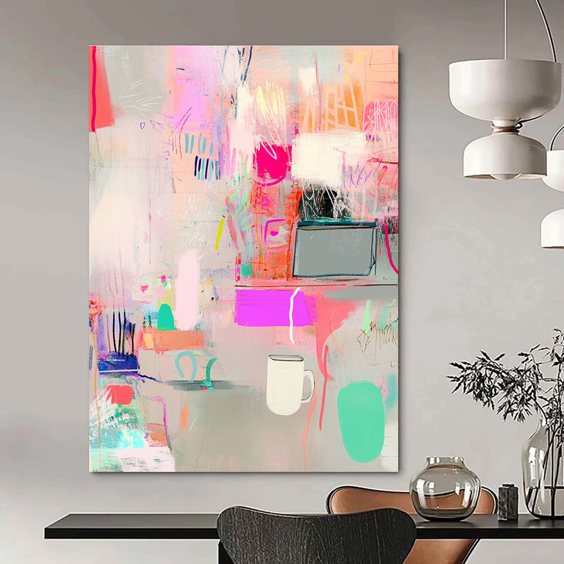 Colorful Abstract Interior Painting of Vibrant Daily Life GAB0160