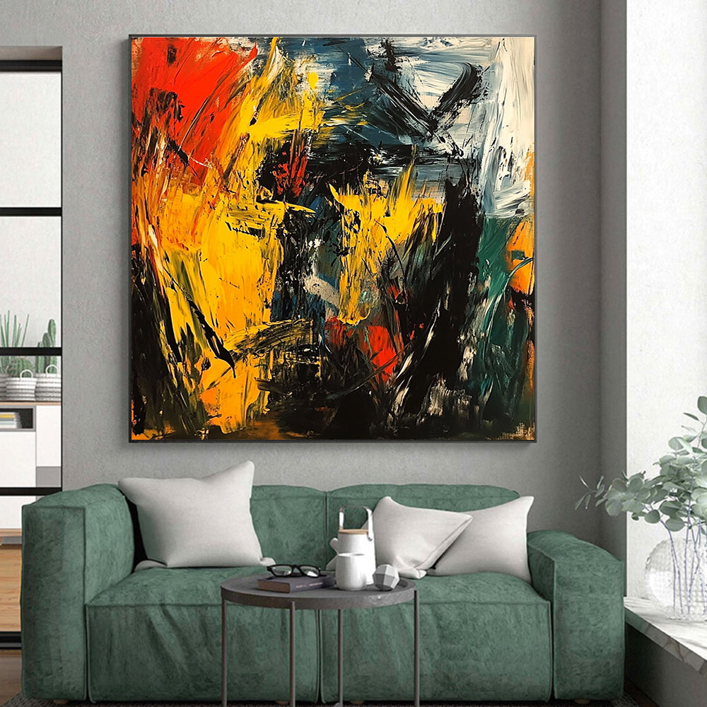 Fiery Color Burst Abstract Painting with Dynamic Energy WINK750