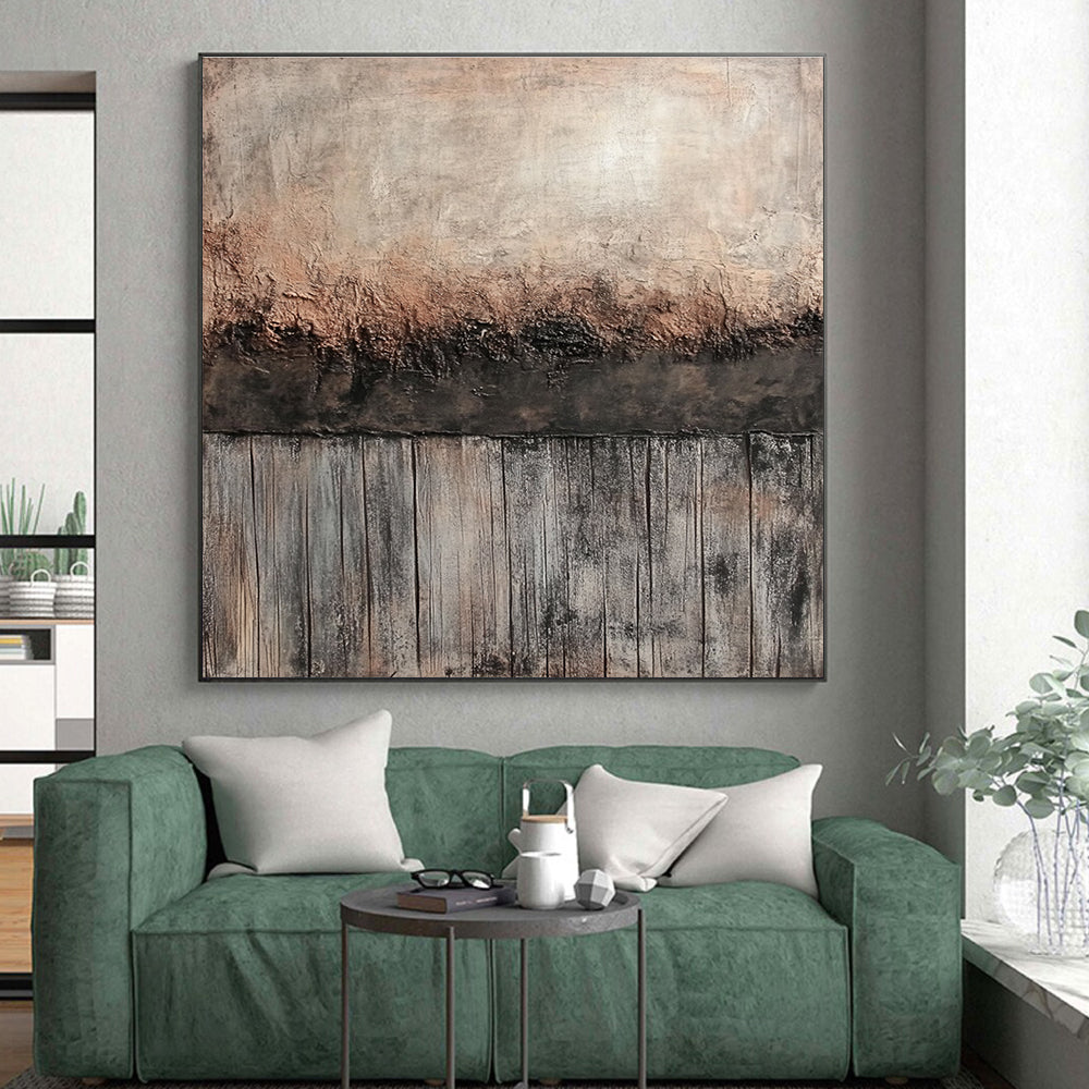 Textured Wall and Wood Fusion Abstract Painting with Rustic Charm WINK252