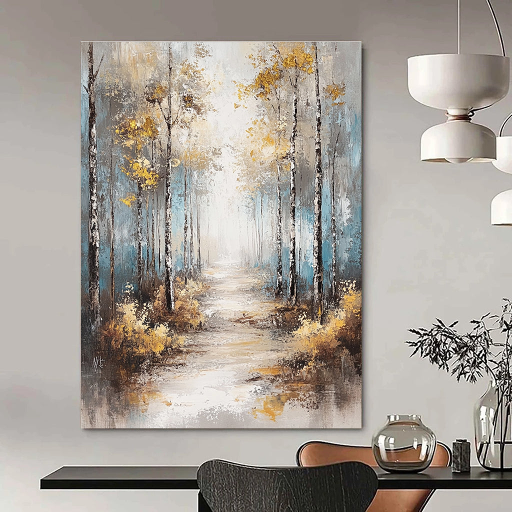 Golden Forest Path - Enchanted Landscape Abstract Painting GAB0500
