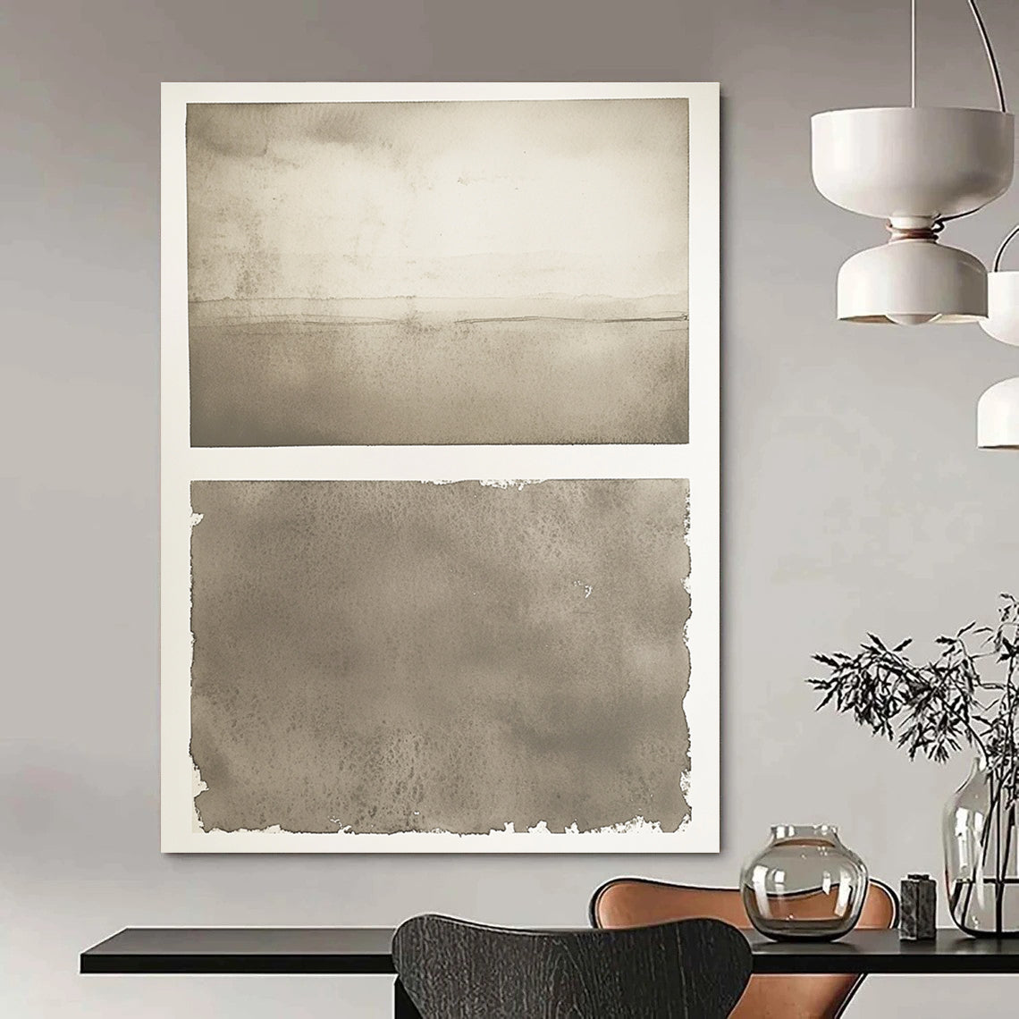 Monochrome Watercolor Subtle Abstract Painting for Serene Spaces GAB1502