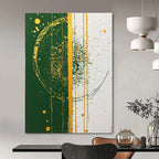 Green and Gold Splatter Bold Abstract Painting GAB0332