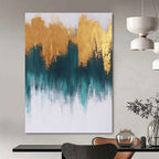 Golden and Teal Abstract - Luxurious Color - Block Art GAB0503