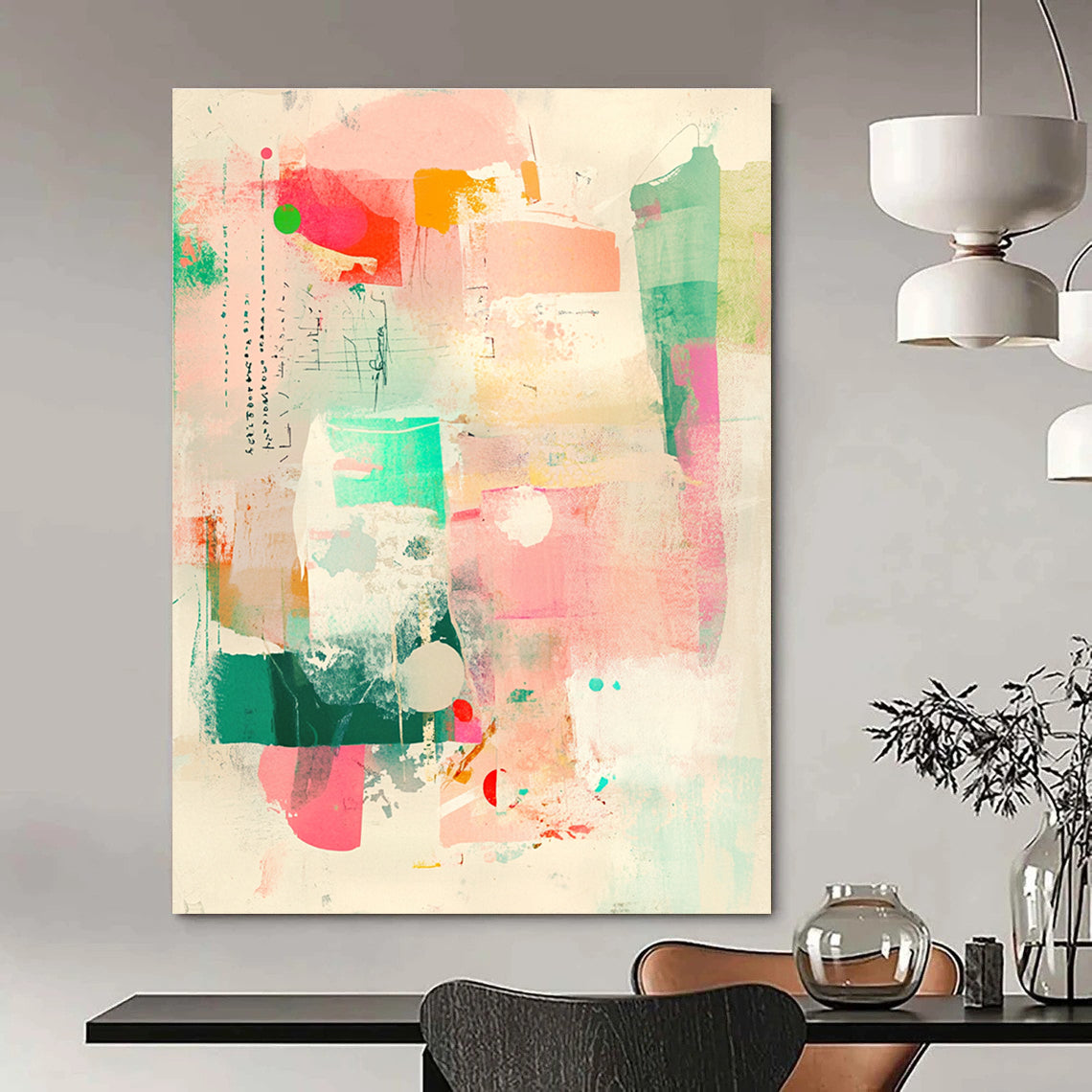 Colorful Collage Abstract Vibrant Mixed - Media Art GAB0356
