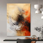Beige - Orange - Black Abstract Painting for Artistic Dining Areas HENG121