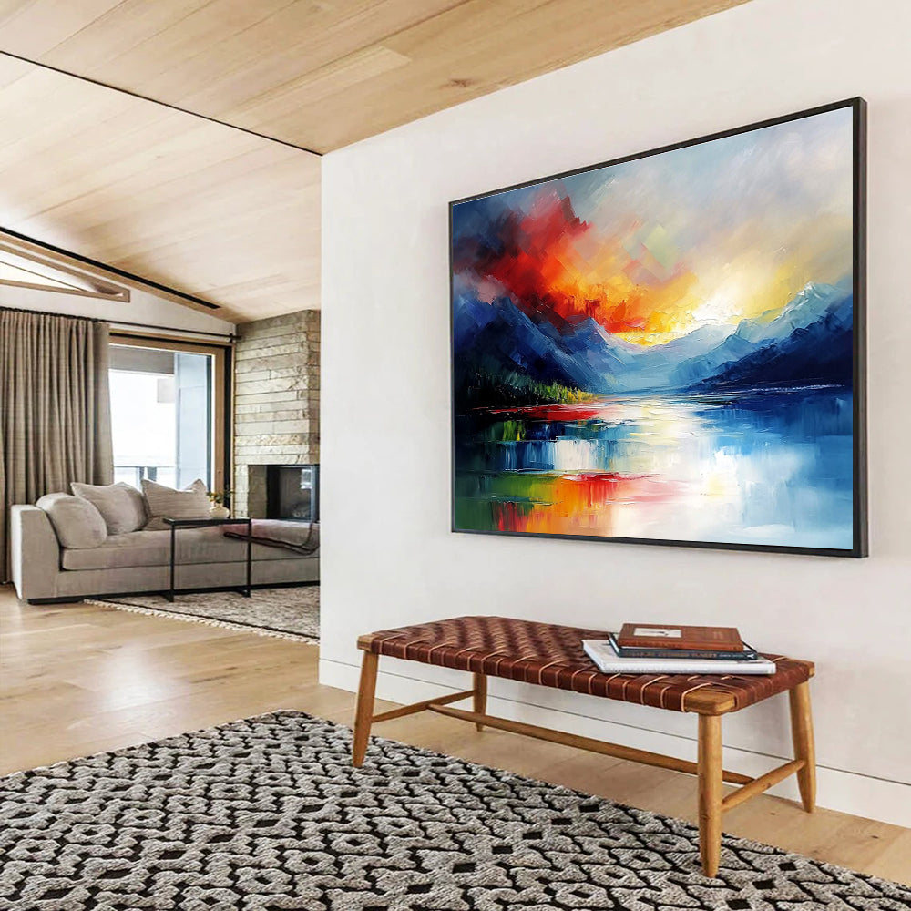 Impasto Sunset Mountain Abstract Painting ABS237