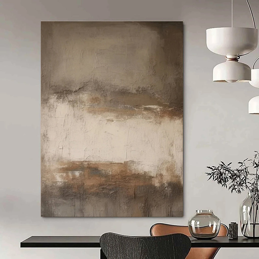 Earth - Toned Minimalist Abstract Painting for Serene Home Offices HENG441