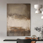 Earth - Toned Minimalist Abstract Painting for Serene Home Offices HENG441