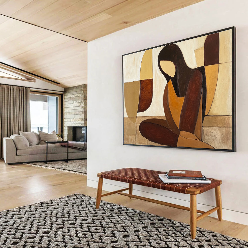 Geometric Figure Abstract Painting with Simplified, Serene Forms ABS496