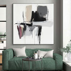Black Gray White Abstract Painting with Dynamic Strokes WINK666