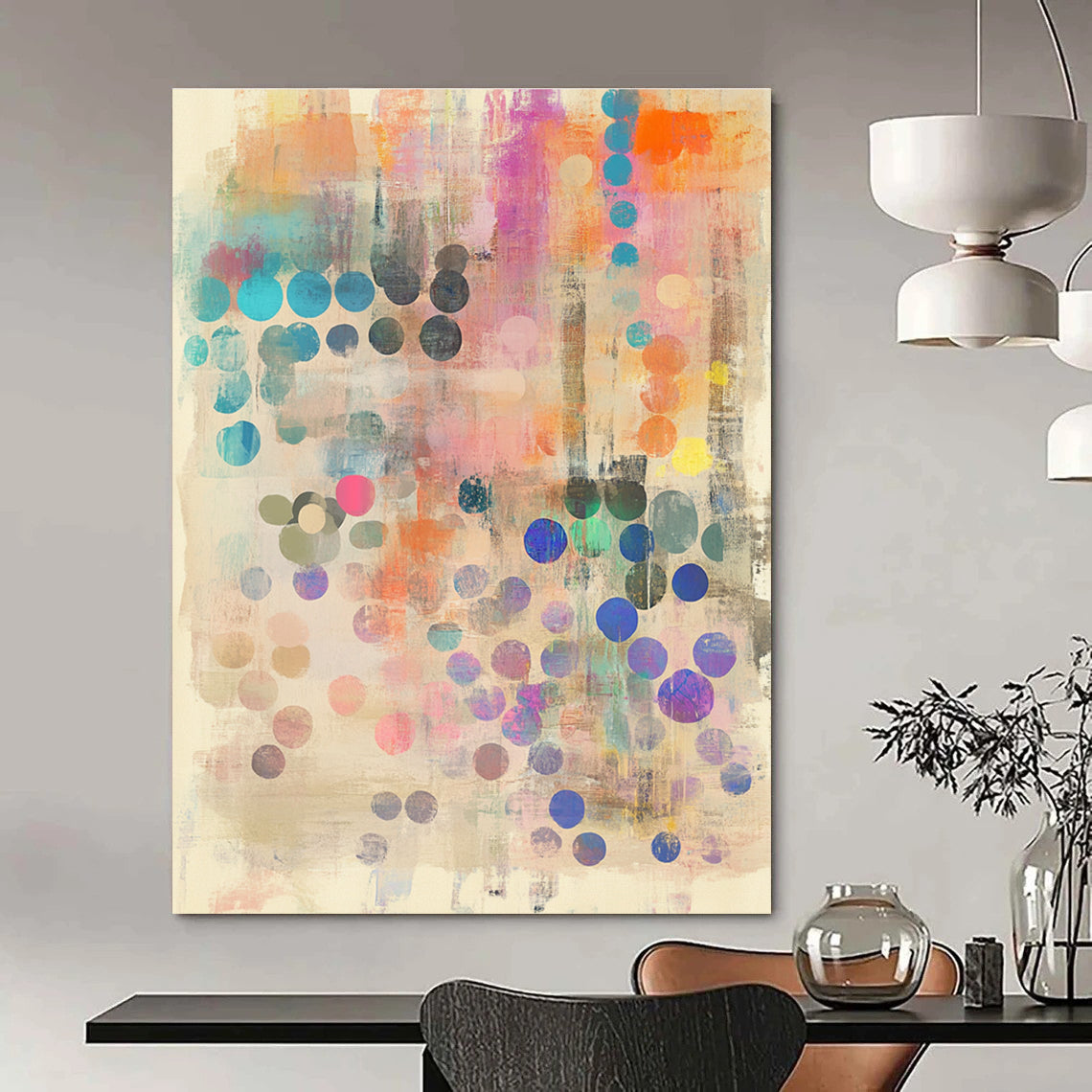Polka Dot Abstract Painting for Playful Kids’ Activity Centers GAB1183