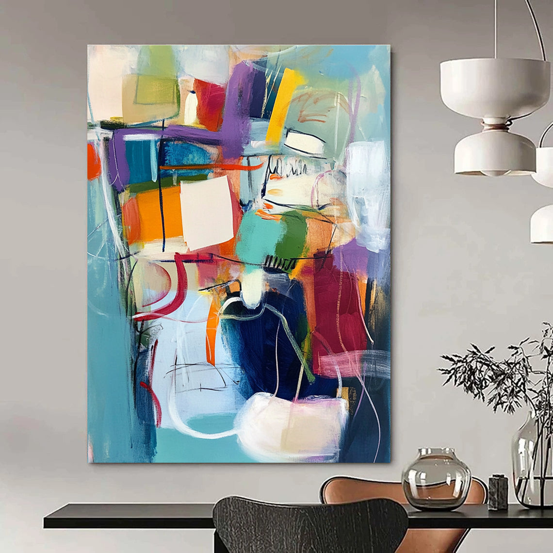 Dynamic Color Block Abstract Painting for Creative Office Spaces GAB1241