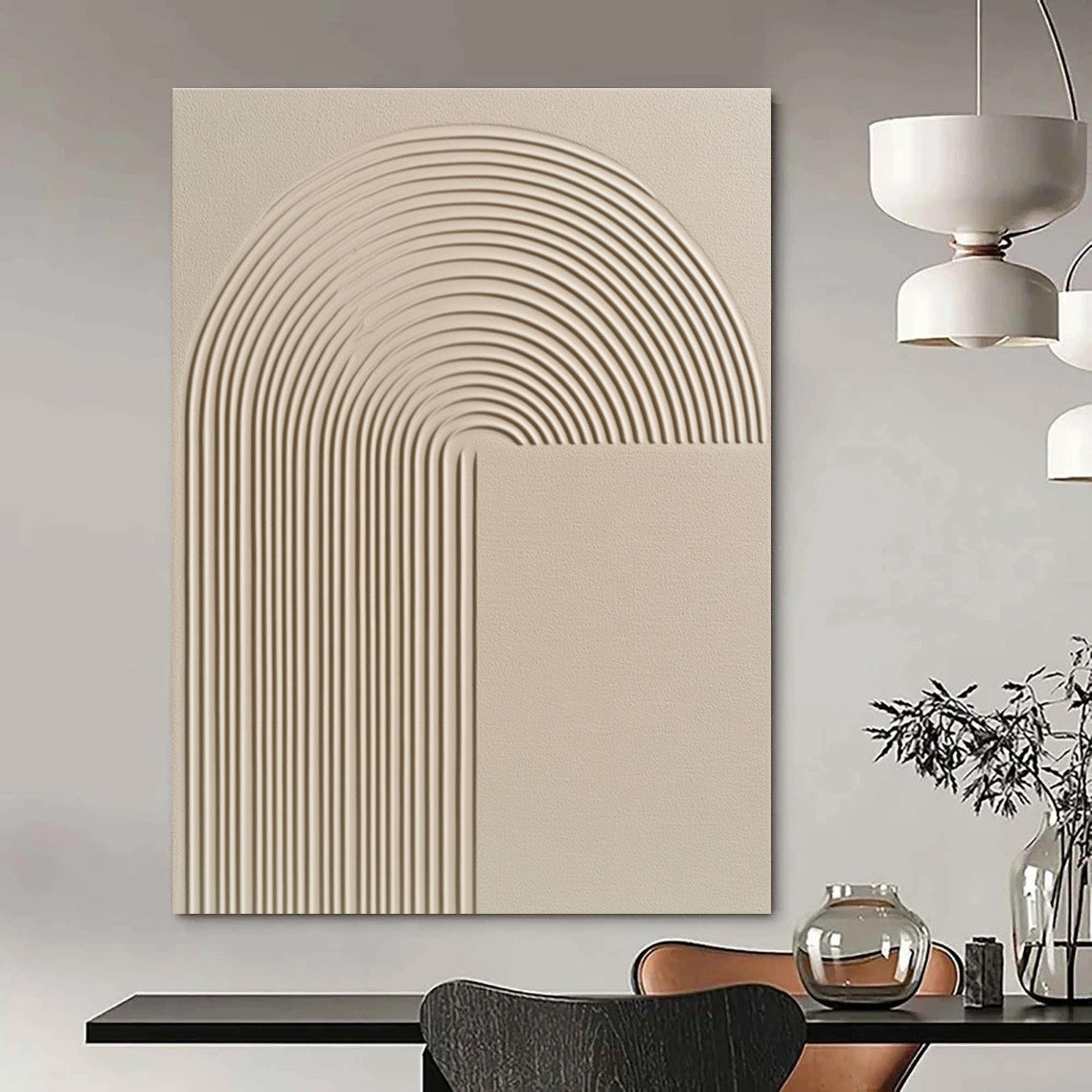 Curved Lines Relief Textured Abstract Painting for Contemporary Interiors GAB1501