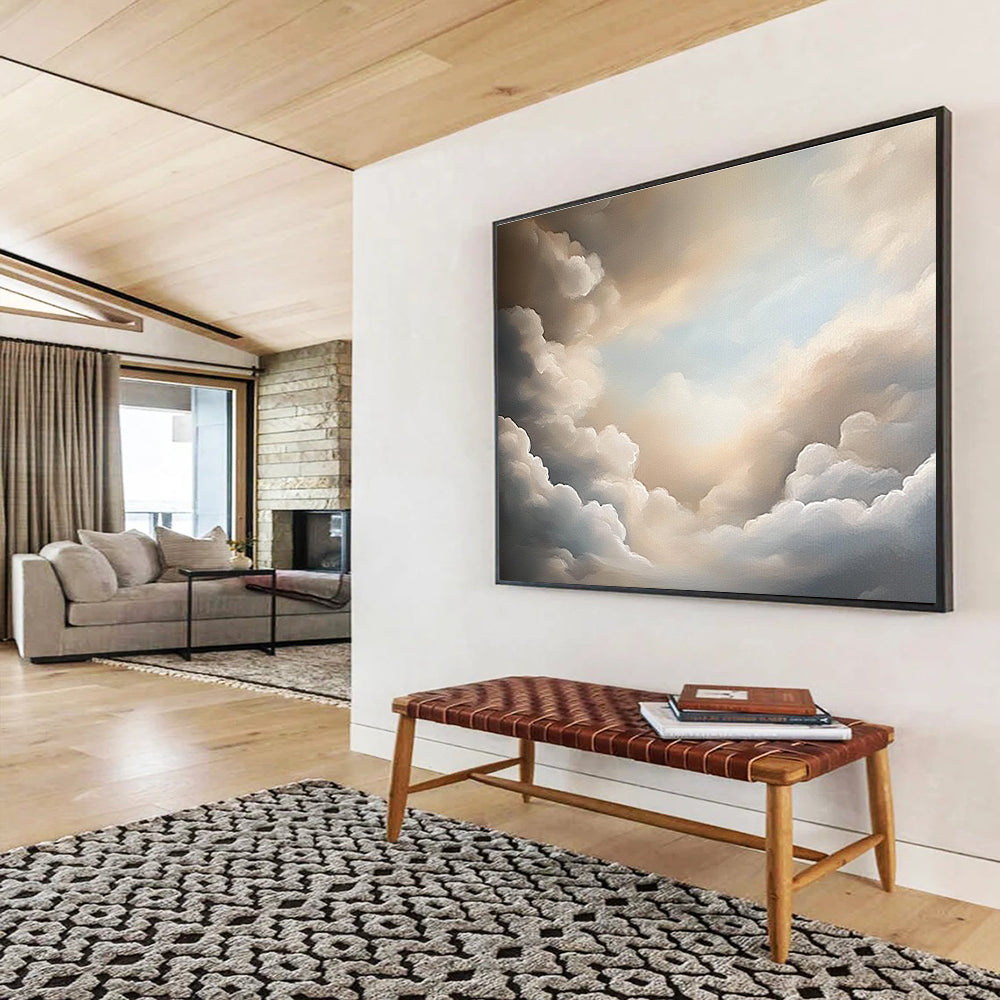 Serene Neutral Cloudscape Abstract Painting ABS132