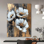 Gold - Accented Floral Abstract Painting for Luxury Dining Rooms GAB1252