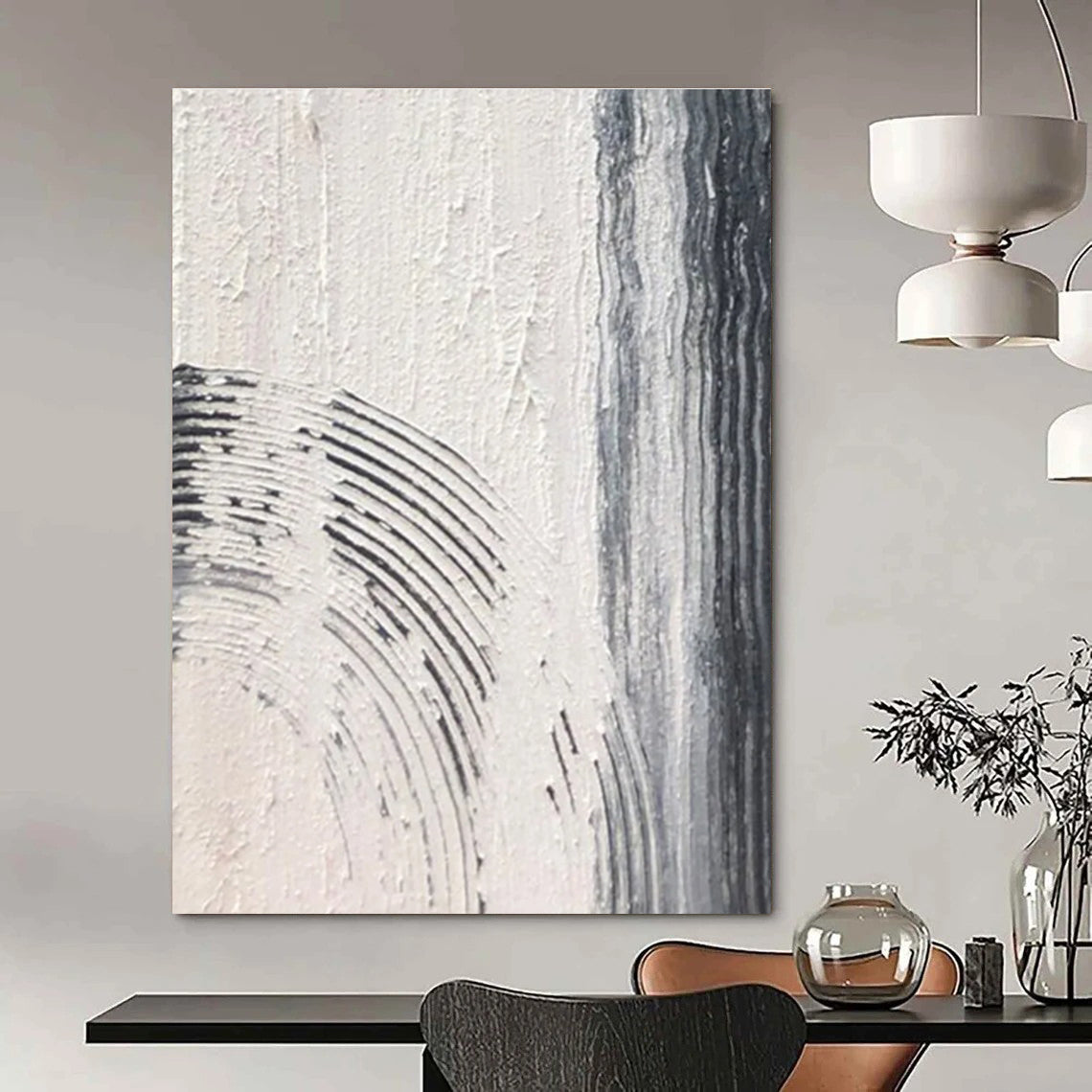 Gray - White Textured Abstract Detail Painting for Art - Centric Nooks HENG399