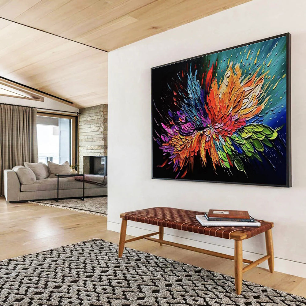 Colorful Flower Burst Abstract Painting for Lively Dining Rooms YHT294