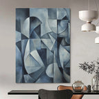 Geometric Blue Abstract Painting for Minimalist Studies GAB0751