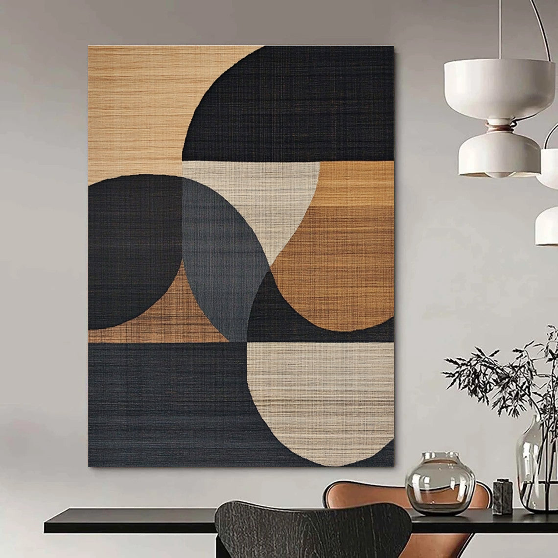 Circular Geometric Patterns Abstract Painting for Modern Office Lobbies GAB1360