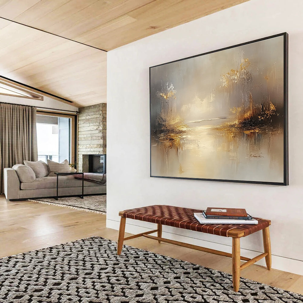 Golden Lake Abstract Painting with Subtle Tones ABS270