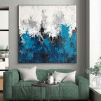 Blue White Abstract Landscape Painting with Coastal Vibes WINK572