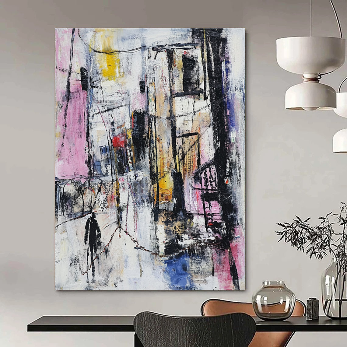 Vibrant Abstract Street Scene Painting for Art - Centric Bars GAB1138