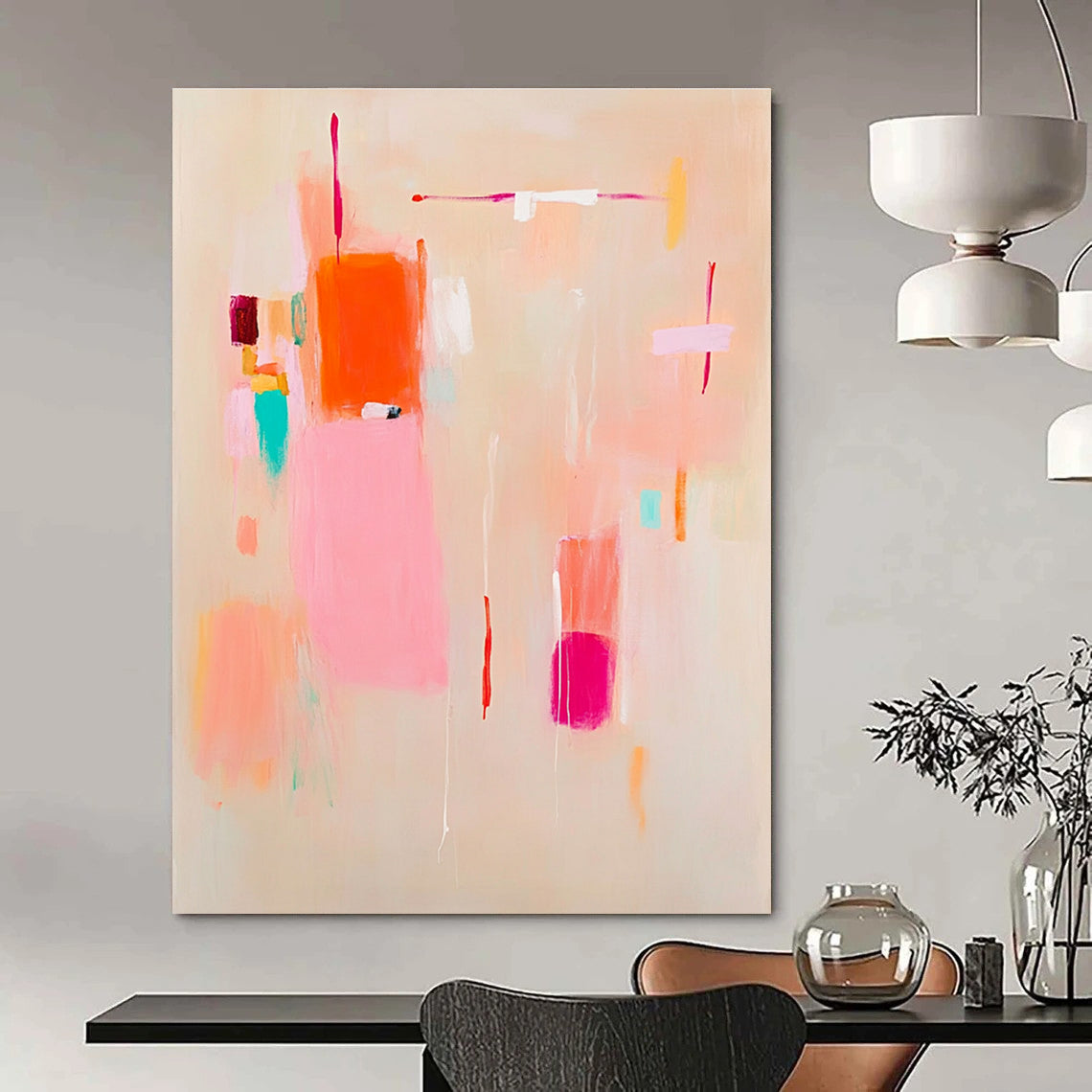 Pastel Color Block Abstract Painting for Charming - Styled Cafes GAB1096