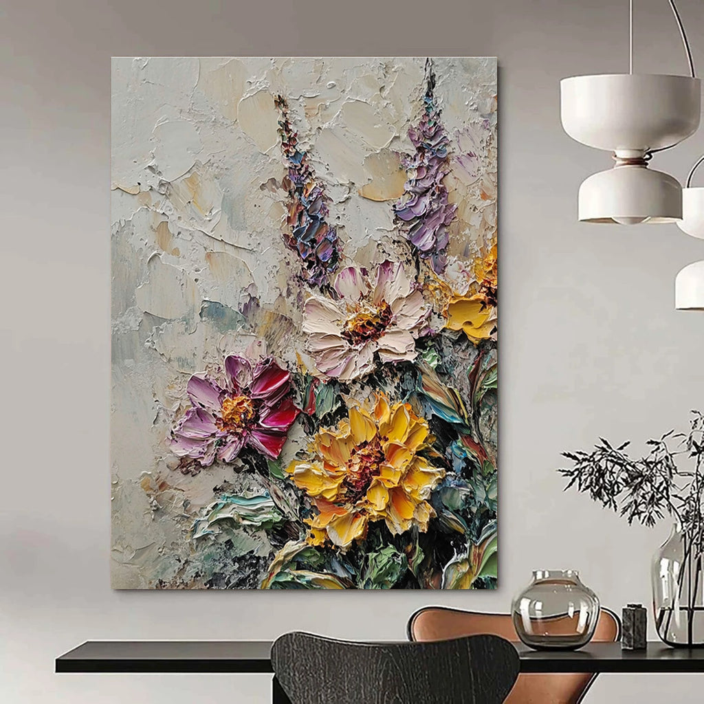 Textured Flower Bouquet Abstract Painting for Garden - Themed Cafes GAB1340