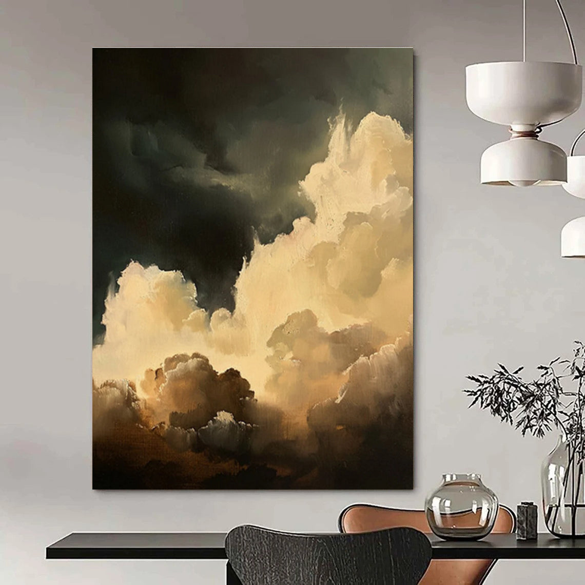 Dramatic Clouds Abstract Painting for Home Theater Entrances HENG022