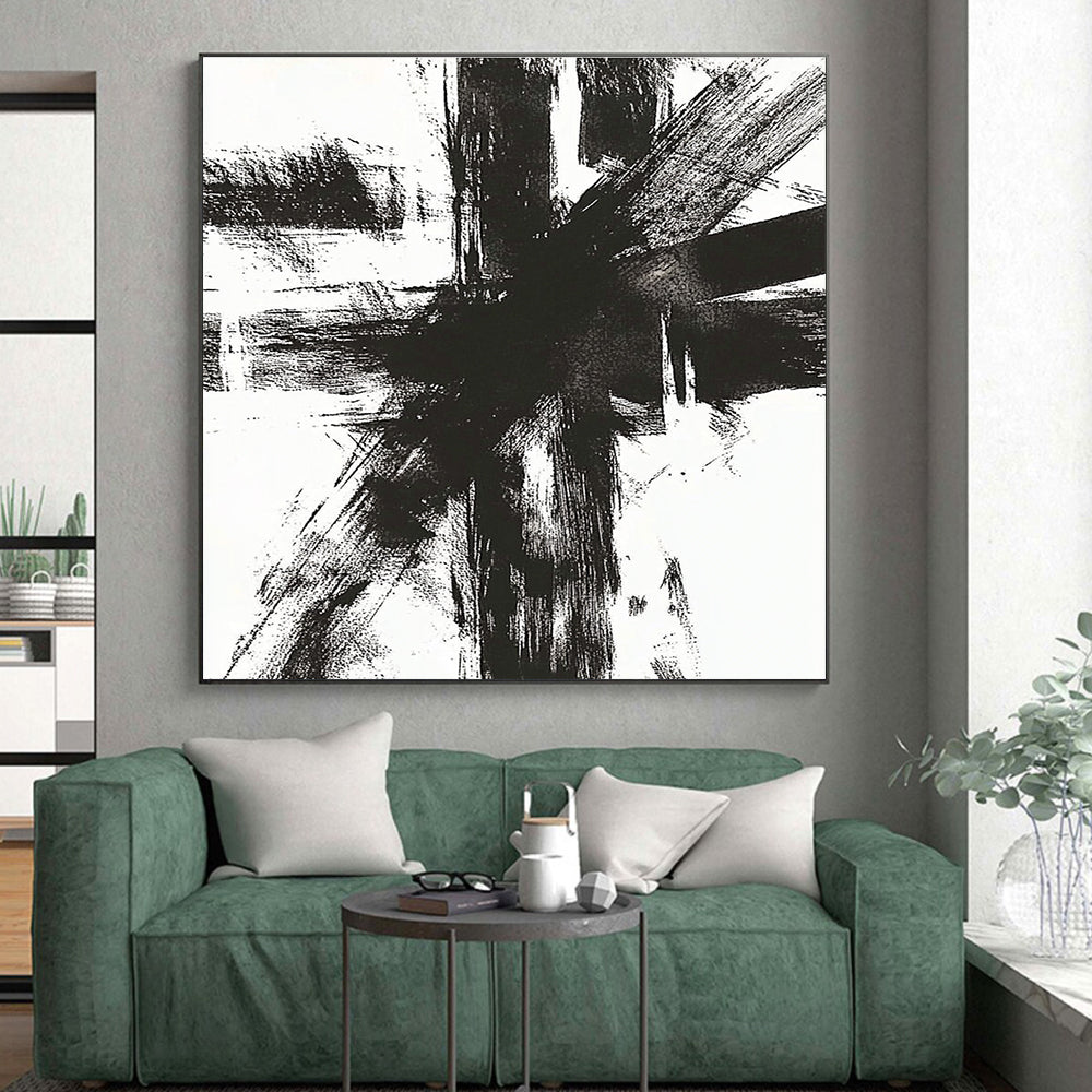 Black and White Dynamic Abstract Painting with Bold Strokes WINK820