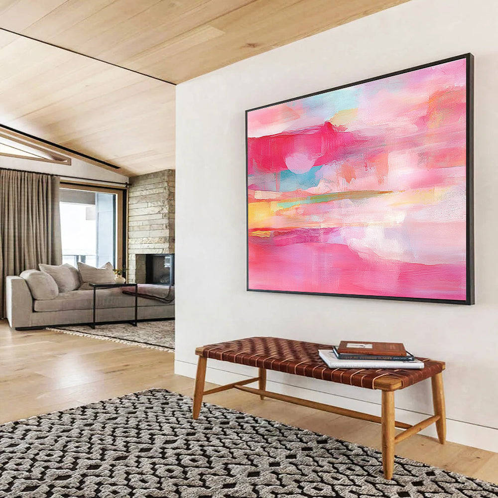 Pink - Toned Abstract Layers Painting with Soft, Romantic Transitions ABS495