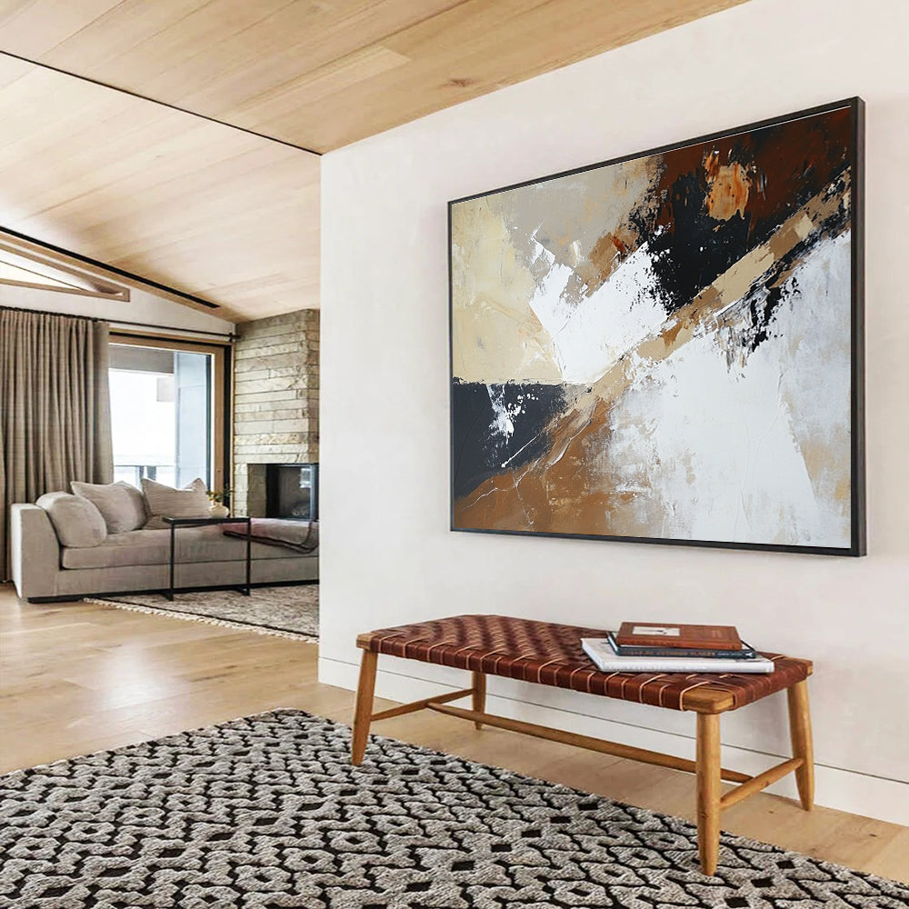Neutral Tone Abstract Angles Painting with Subtle, Sophisticated Dynamics ABS486