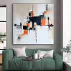 Beige Black Orange Abstract Painting with Modern Simplicity WINK457