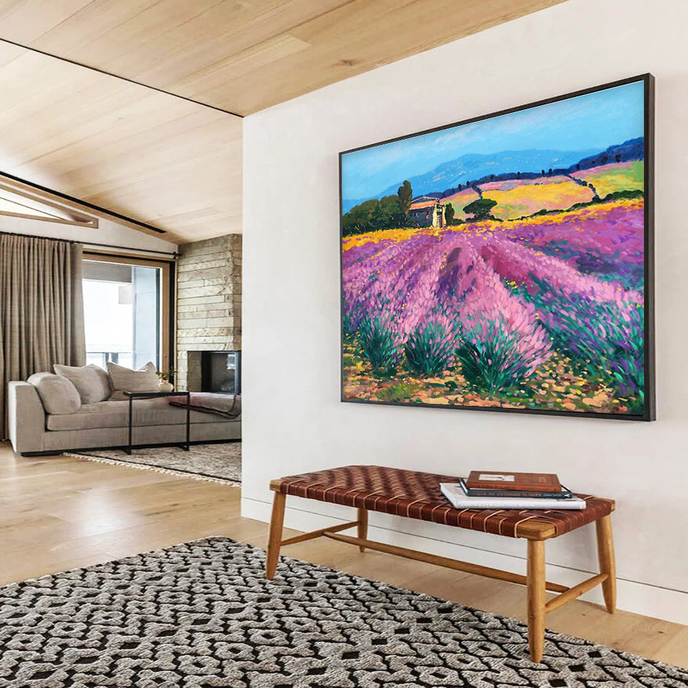 Lavender Field Abstract Painting for French - Inspired Home Decor YHT476