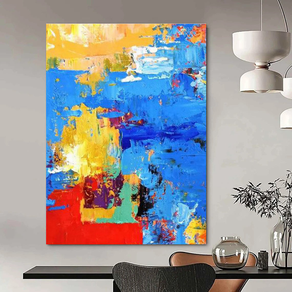 Bold Color Block Abstract Painting for Creative Workspaces HENG421