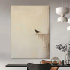 Solitary Bird Silhouette Abstract Painting for Minimalist Bedrooms HENG483
