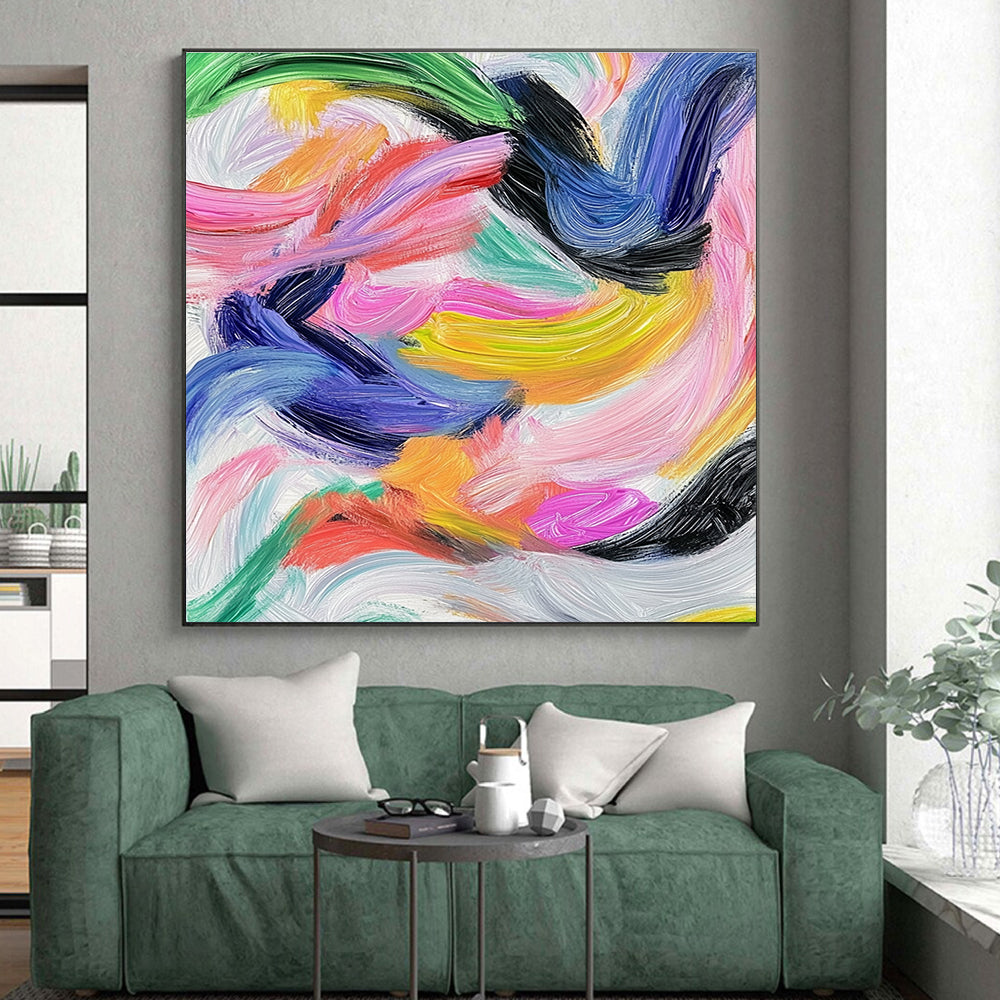 Colorful Swirling Strokes Abstract Painting with Vibrant Energy WINK231