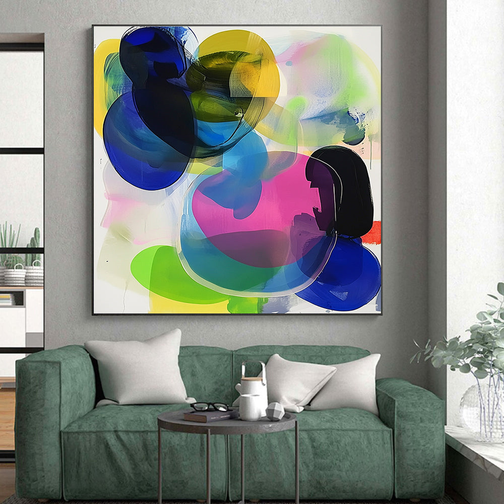Colorful Translucent Abstract Painting with Layered Vibrancy WINK608